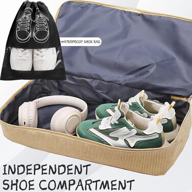 Спортивна сумка YOUYIKE для жінок та чоловіків 20-35Л з відділенням для взуття та вологих речей, дорожня сумка-вікендер для фітнесу, тренувань та подорожей (Коричневий/Жовтий)