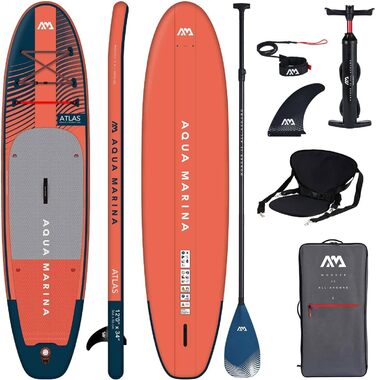 Надувна SUP-дошка Aqua Marina Atlas 366x86x15 см з сидінням для каяка, комплект, червона