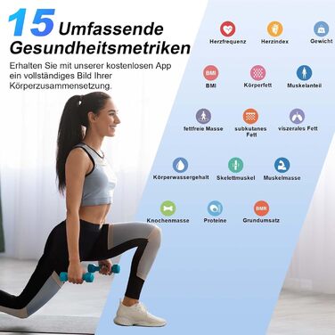Вага Healthkeep для вимірювання жиру та м'язів - персональна вага з дисплеєм, що вимірює 15 показників (сердечний ритм, ІМТ), цифрова вага-переможець з додатком для iOS та Android (280 Rainbow)