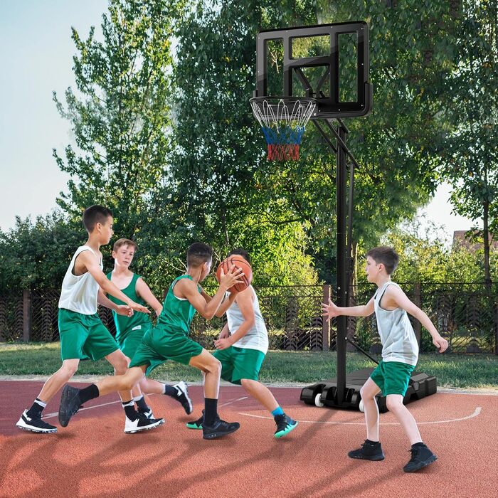 Баскетбольне кільце GOPLUS вуличне, регульована висота 143-305 см, стійка на колесах для підлітків та дорослих