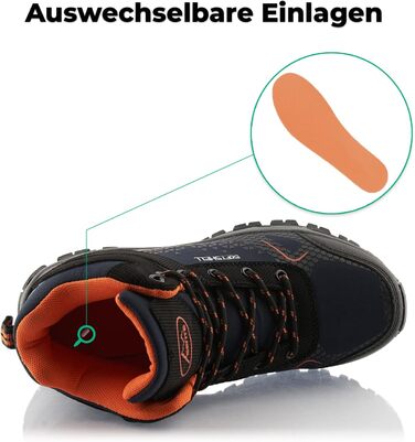 Черевики для ходьби жіночі та чоловічі, зимові, водонепроникні, кольори: темно-синій, помаранчевий, розмір 37 EU