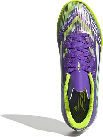 Дитячі футбольні бутси adidas F50 League Turf для штучного покриття, розмір 35 EU, фіолетовий, білий, лимонний