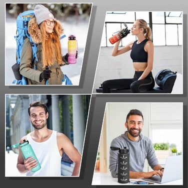 Фляга для води HoneyHolly 1л з фільтром, з маркуванням часу, чорно-червона, для спорту, вело, йоги, активного відпочинку