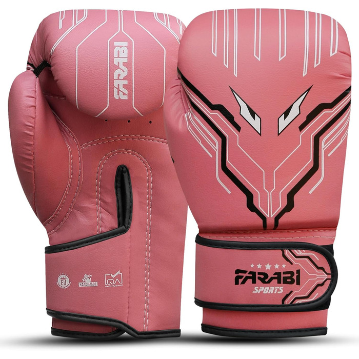 Дитячі боксерські рукавички Farabi Sports 6oz рожеві для хлопчиків і дівчаток, для боксу, MMA, муай-тай, тренувань та боксерського мішка, вік 5–10 років