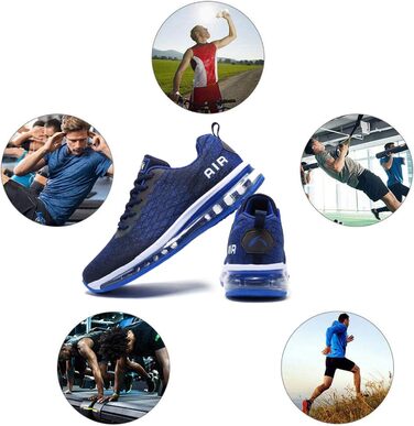 Кросівки для бігу Azooken: чоловічі та жіночі, для занять спортом, джогінгу, тенісу, бігу по вулицях, повсякденного носіння, активного відпочинку, фітнесу, трейлраннінгу. Розміри 36-47. Колір: білий, синій.