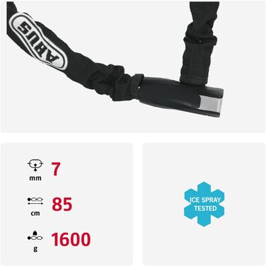 Ланцюговий замок для велосипеда ABUS Steel-O-Chain 880 із загартованої сталі, рівень безпеки 8, чорний, 85 см
