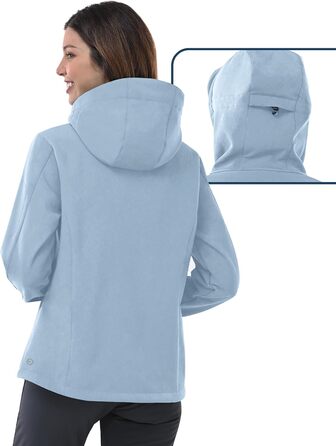 Жіноча мембранна куртка Outdoor Ventures Softshell: водонепроникна, дихаюча та вітрозахисна функціональна куртка з капюшоном для демісезону, небесно-блакитна, 4XL