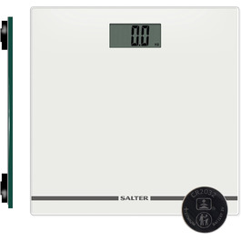 Електронна скляна вага для ванної Salter 9205 WH3R, велике LCD-дисплей, максимальна вага 180 кг, автоматичне вмикання, біла