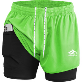 Чоловічі шорти 2-в-1 для спорту та занять на відкритому повітрі (зелені)