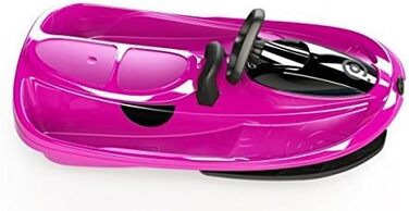 Рожевий санки-боб на 2 особи з кермом та гальмами, автоматичне розгортання, вантажопідйомність 120 кг, диференційний руль