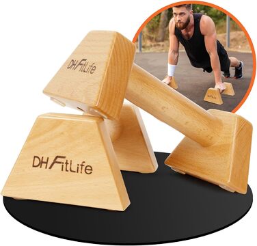 Дерев'яні упори для віджимань DH FitLife, нековзкі паралетси для віджимань, гімнастики та кросфіту, тренування сили, для дому та вулиці