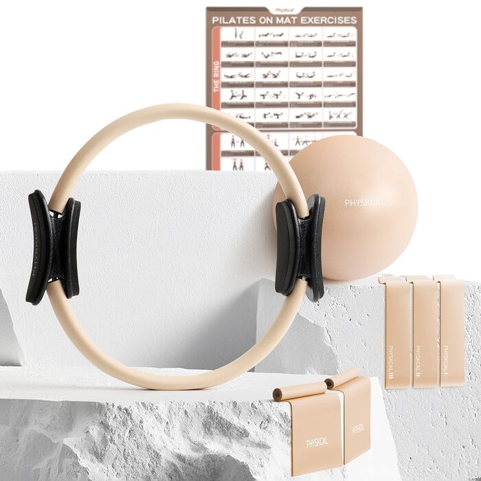 Набір для пілатесу: кільце 38 см, м'яч, гумки та стрічки | Для дому