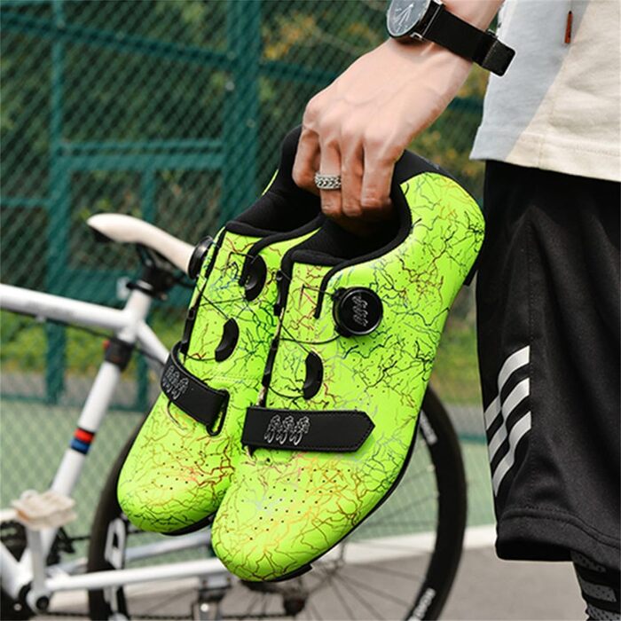 Велотуфлі для чоловіків та жінок SPD/SPD-SL: гоночні, MTB, зручні, дихаючі, для катання на велосипеді (зелені, 37 EU)