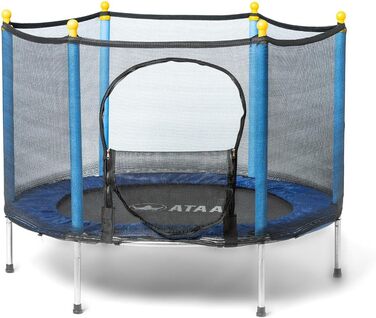Батут для дітей Salty 140 см з сіткою, захистом та блискавкою, блакитний (для дому та вулиці)