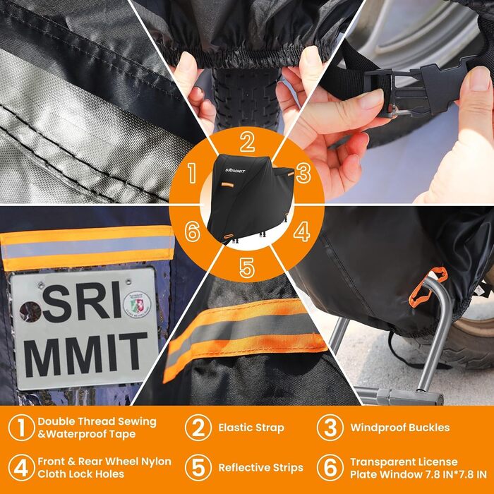 Захисний чохол для мотоцикла Motorrad, XL (270x95x140 см), водовідштовхуючий, 420D Oxford, з вікном для номерного знака