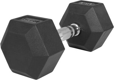 Гантелі шестигранні GORILLA SPORTS 42,5 кг, гумовані, гантелі для фітнесу і силових тренувань, з рифленою хромованою ручкою, чорні, нековзкі, чавун