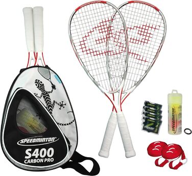 Бадмінтонний набір Speedminton сріблясто-червоний-чорний, ракетки та воланчики