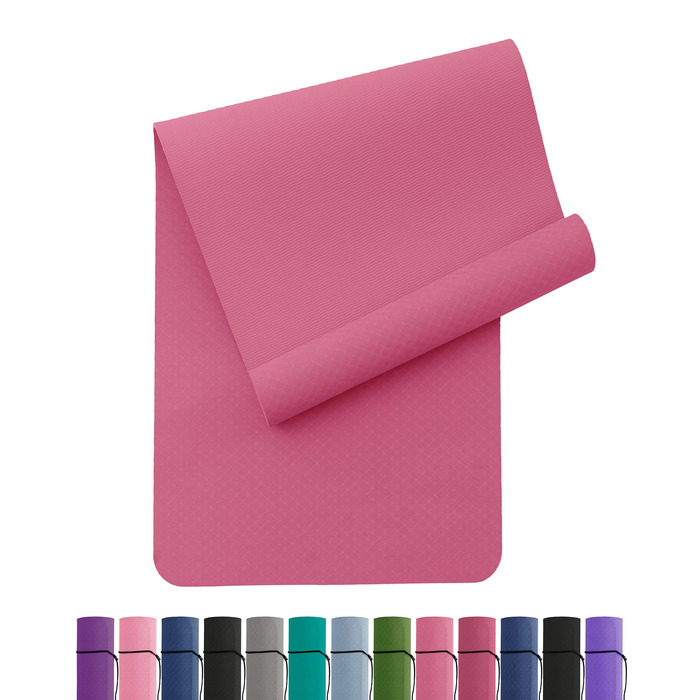 Килимок для йоги та пілатеса Narwhal з екологічного TPE, протиковзкий фітнес-мат для тренувань зі стрічкою для перенесення (Слива, 183 x 61 x 0.6 см)