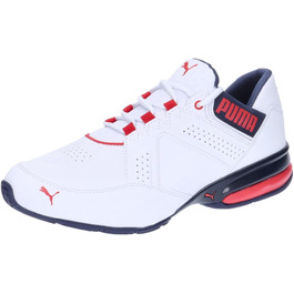 колір: пальто-двобортне білого кольору puma white, з червоними вставками high risk red