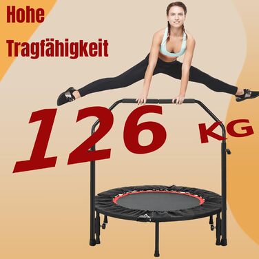 Трамплін для фітнесу LIFERUN Ø101 см, вантажопідйомність 150 кг, з 3 регульованими рівнями ручок, червоний