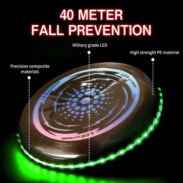 Фрісбі світне LED Ultimate Frisbee з 49 світлодіодами, м'яке для дітей та дорослих, для активного відпочинку на вулиці, зелений колір