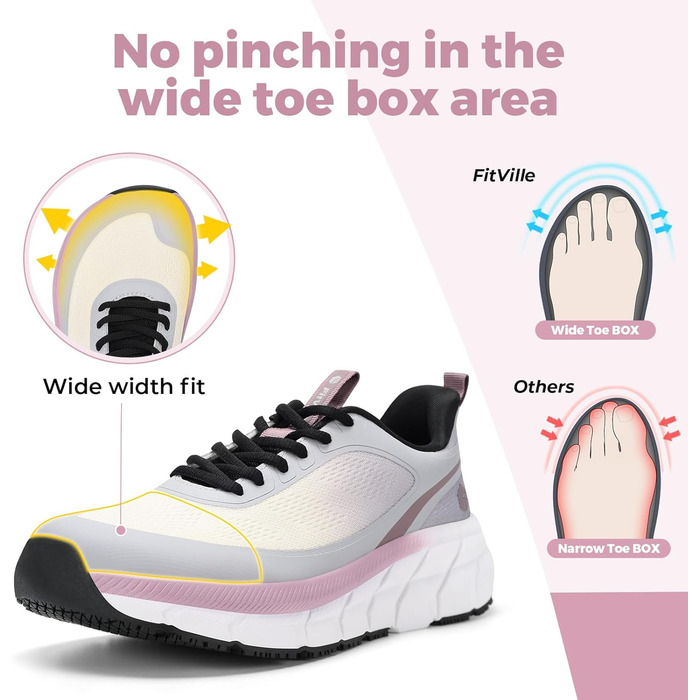 Жіночі кросівки для бігу FitVille з широкою стопою, дихаючі, легкі, для ходьби, розмір 41 EU, світло-фіолетовий