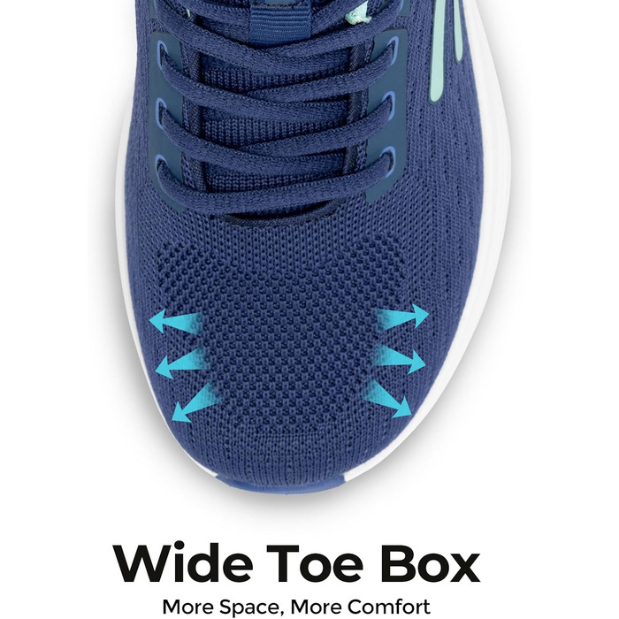 Жіночі кросівки FitVille для ходьби та бігу - широкі, дихаючі, з неслизькою підошвою, для занять спортом, фітнесом, джогінгом на вулиці. Колір: блакитний, бірюзовий. Розмір EU 39.5 V17