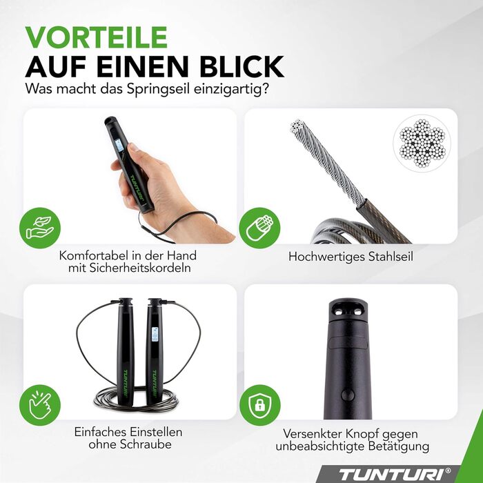 Скакалка Tunturi Smart Springseil - регульована довжина, зручні ручки, для дітей та дорослих