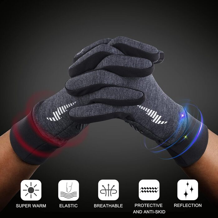 Зимові терморукавички SIMARI для чоловіків та жінок, сенсорні велосипедні рукавички, антиковзаючі, вітронепроникні для холодної погоди, для водіння, їзди на велосипеді, катання на лижах, роботи та активного відпочинку на вулиці. SMRG102, 102-Grey S