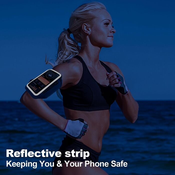 Спортивний браслет для телефону з кишенею для навушників, чохол для телефону для бігу 6.9 дюймів, тримач для iPhone 17 16 15, спортивний браслет, знімний тримач для телефону, для бігу (блакитний)