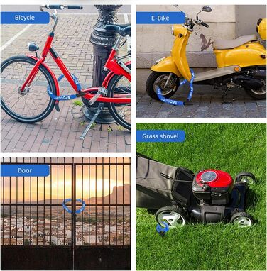 Надійне велозамок з 3 ключами, 90 см, проти крадіжок, з водонепроникним чохлом для велосипеда, електросамоката, електровелосипеда, MTB, мотоцикла, вантажного велосипеда, 870 мм, чорний/темно-синій