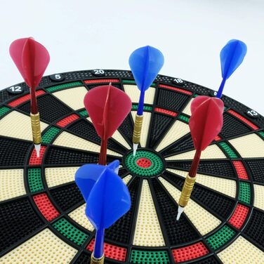 Електронна дартс-мішень Carromco SCORE-301, 4 отвори, червоно-зелено-бежево-чорна, для 1-8 гравців, з дротиками, 26 ігор (Cricket), на батарейках