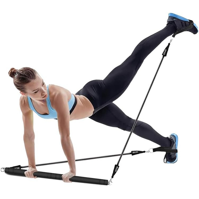 Набір Pilates Bar MuscleForge з 4 еспандерами, фітнес-набір для йоги, тренажер для талії та пресу, скульпт-стікт для домашніх тренувань для жінок і чоловіків