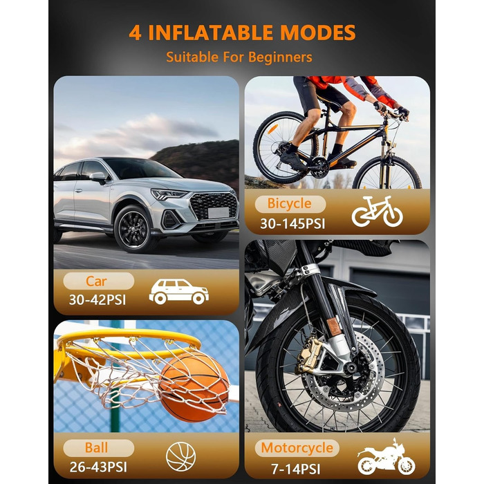 Електричний акумуляторний компресор для велосипеда, авто, мотоцикла та м'ячів SERVOMASTER (150 PSI)