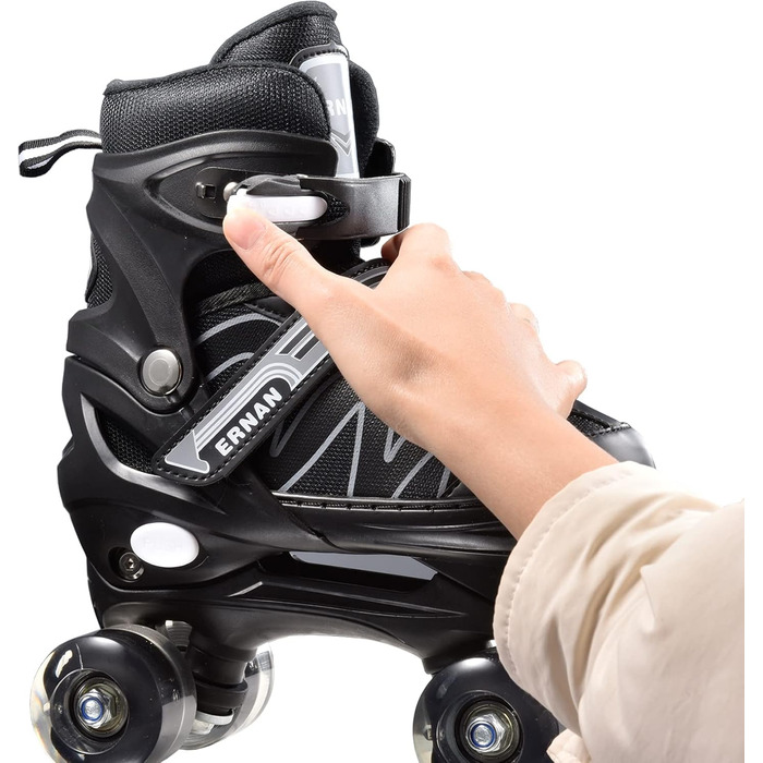 Дитячі ролики Inlines Flash, роликові ковзани, ролики для початківців, регульовані, для катання в приміщенні та на вулиці, чорний колір, розмір L (EU 38-42)