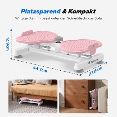 MERACH Диск для скручування тазу, тренажер для пресу з 2 еластичними стрічками, для підтяжки талії та кор-тренінгу, до 136 кг, безшумний фітнес-інвентар для дому (Рожевий)