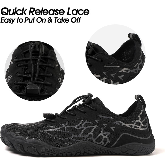 Жіночі босижні тапки, водяні черевики з п'ятипалою підошвою, антиковзаюча поверхня, швидковисихаюча дренажна система, легкі босижні черевики для багатоцільових активностей, біло-блакитні, розміри 36-47 EU (чорно-сірі 811, 41 EU)