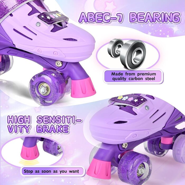 Ролики для дітей 2PM SPORTS - регульовані, рожево-блакитні, для дівчаток-початківців, для катання в приміщенні та на вулиці, розмір M (32-36 EU)