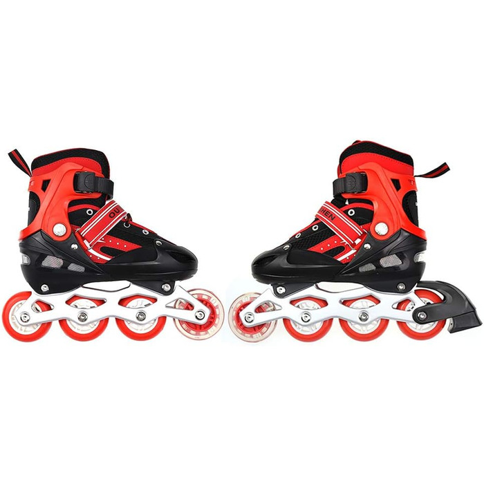 Дитячі ролики Supfine Inlineskates з регульованим розміром 31-38 (S/M) з яскравими колесами – червоні