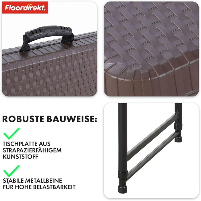 Зручний розкладний садовий стіл Floordirekt Saga 120x60 см - для тераси, балкона, кемпінгу