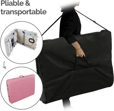 Складаний масажний стіл Vivezen з 2 зонами з алюмінію + аксесуари та сумка для транспортування (пастельно-рожевий)