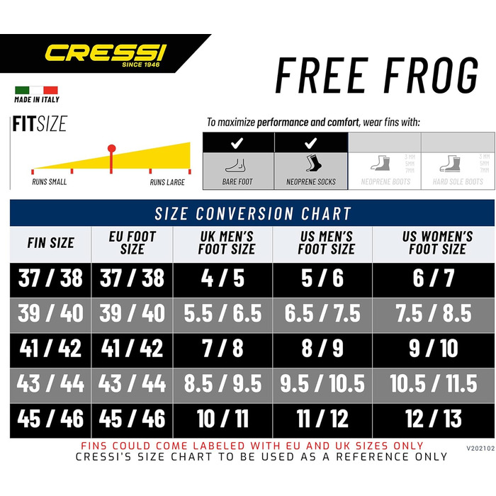 Ласти Cressi Free Frog для дайвінгу та снорклінгу, повноногі, EVA-гумові, унісекс, чорні, розмір 41/42