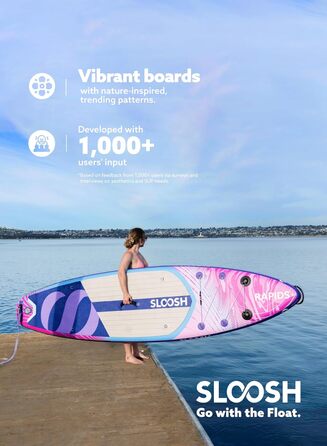 Надувна SUP-дошка SLOOSH 11'6'' з преміум аксесуарами, нековзким EVA покриттям, ультралегкою сумкою та насосом, для підлітків і дорослих, колір фуксія