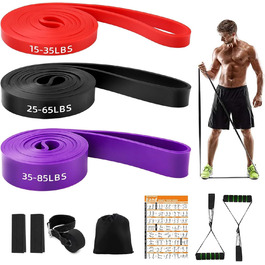 Резинки для фітнесу Wadafen: Набір еластичних стрічок для йоги, стретчингу, кросфіту та пілатесу. Включає дверний анкер, ручки та чохол.