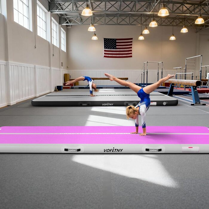 Надувна гімнастична килимок VOFiTNY товщиною 10/20 см для дому, парку, води. Рожевий/зелений.