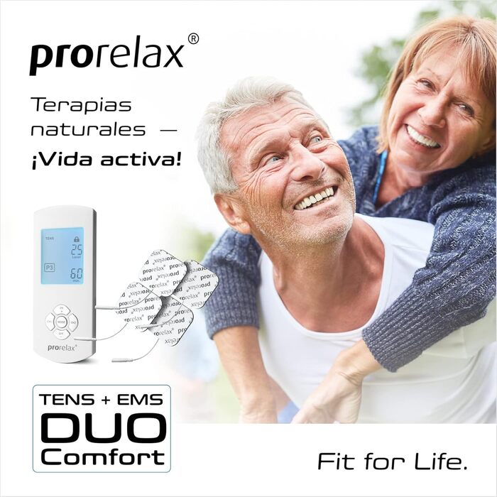 Prorelax TENS/EMS Duo Comfort: електростимулятор для зняття болю та м'язового масажу | 2 терапії в одному пристрої | Великий дисплей