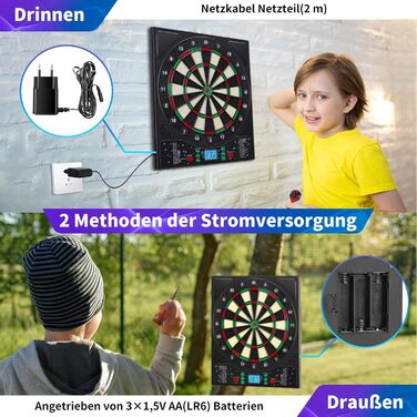 Електронний дартс Dartscheibe Profi з LCD-дисплеєм, 34 гри, 355 варіацій, 12 дротиків, для 1-8 гравців