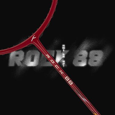 Бадмінтонна ракетка HUNDRED Rock 88 з вуглецевого волокна, 78 г, натяг 32 фунти, з чохлом, червона, для гравців середнього рівня