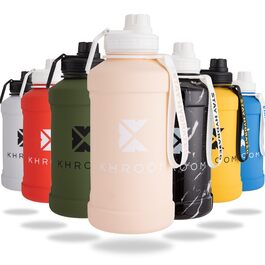 Фляга для води Khroom Edelstahl з нержавіючої сталі 1,3л та 2,2л, для напоїв з газом, без витоку, придатна для миття в посудомийній машині, одностінна, без BPA | Металева фляга для активного відпочинку | Фляга для води 1 літр | Спортивна фляга Vanille 1300 мл, Vanilla Cream