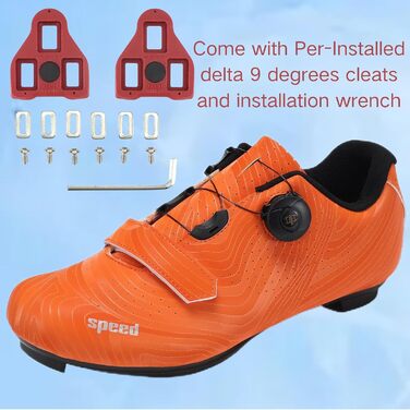 Велосипедні шкарпетки Milazzo для чоловіків – для шосе, MTB та велотренажери – дихаючі велосипедні шкарпетки, сумісні з педалями SPD, SPD-SL та Look Delta (червоний оранжевий, 47 EU)